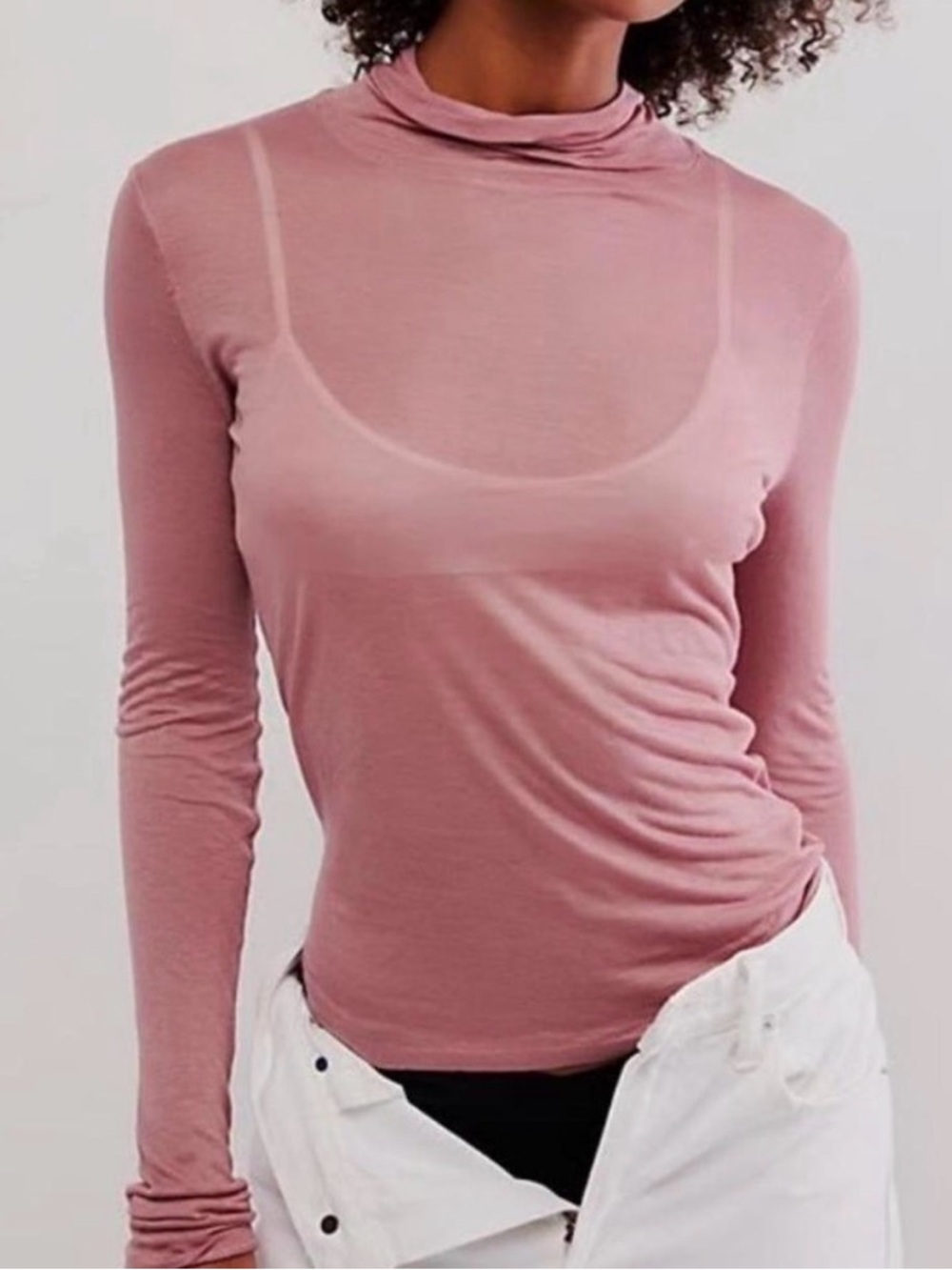 Free People Sheer mock neck long sleeve